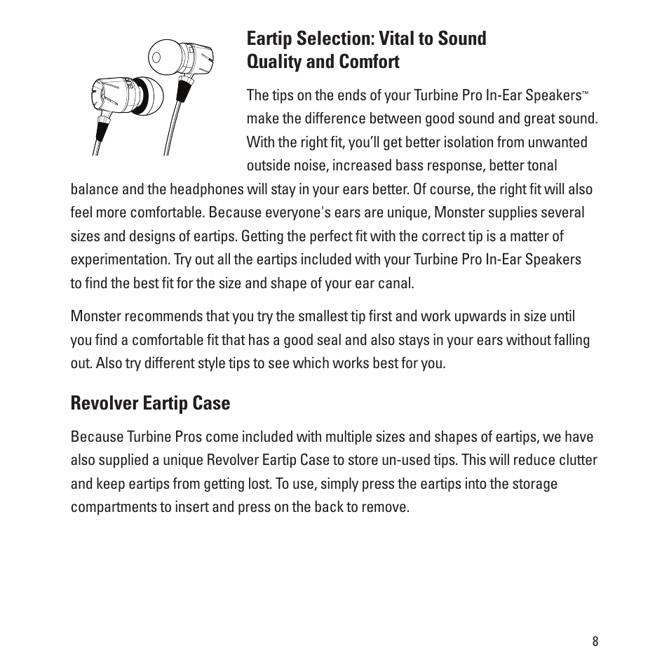 Revolver eartip case | Monster Turbine Copper Pro Advanced Professional In-Ear Speakers with ControlTalk User Manual | Page 9 / 20