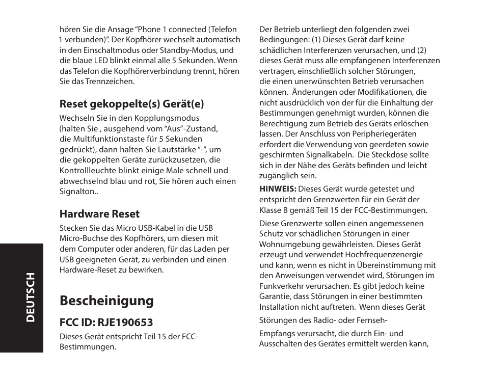 Bescheinigung | Monster iSport SuperSlim Wireless Bluetooth In Ear Sport Headphones User Manual | Page 40 / 239