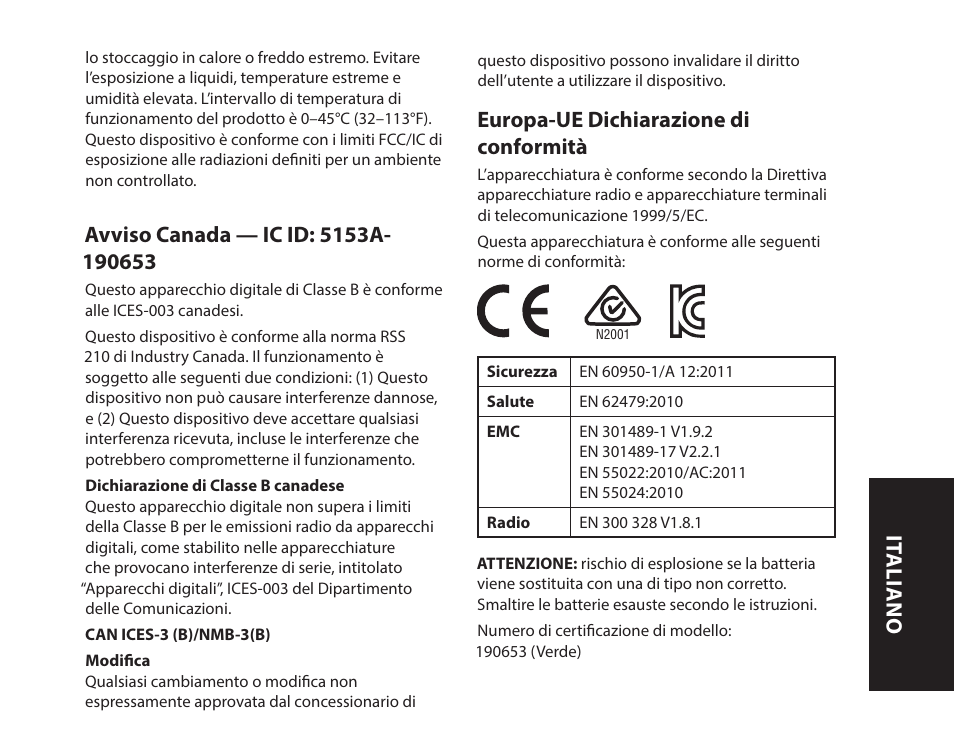 Europa-ue dichiarazione di conformità, It aliano | Monster iSport SuperSlim Wireless Bluetooth In Ear Sport Headphones User Manual | Page 83 / 239