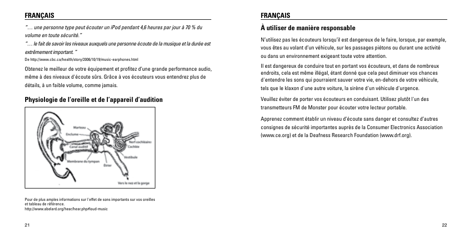 Français, À utiliser de manière responsable | Monster Turbine High Performance In-Ear Speakers User Manual | Page 12 / 27