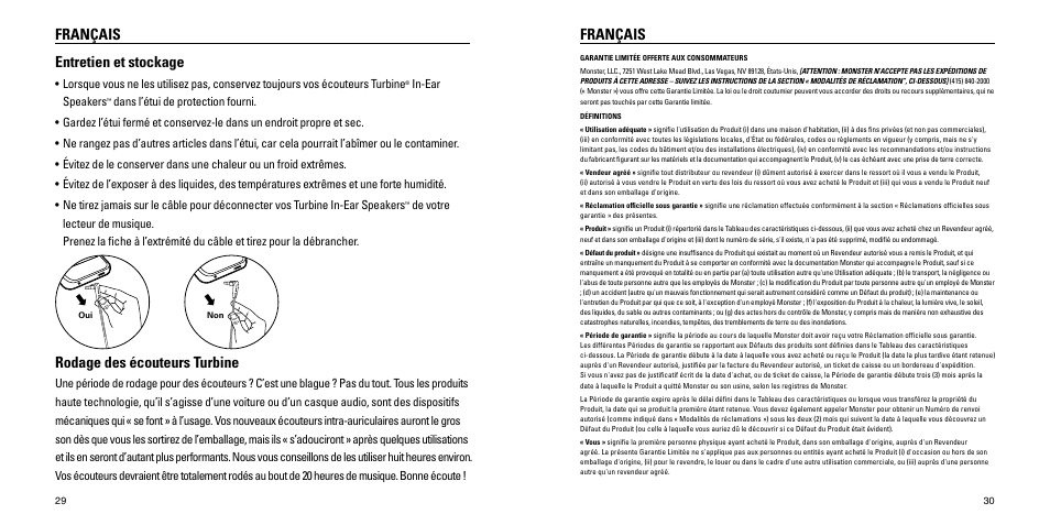 Français, Français entretien et stockage, Rodage des écouteurs turbine | Monster Turbine High Performance In-Ear Speakers User Manual | Page 16 / 27