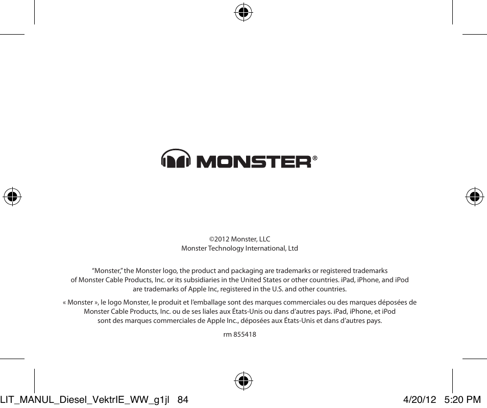 Monster Diesel VEKTR In-Ear Headphones User Manual | Page 84 / 84