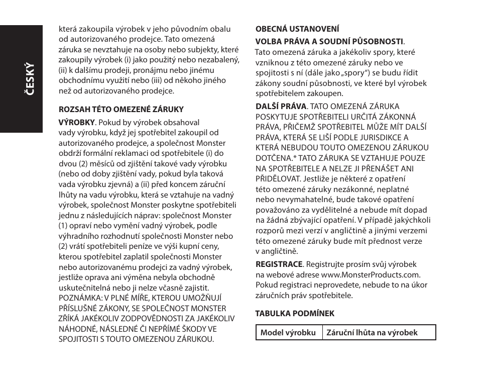Česk ý | Monster iSport Bluetooth Wireless In Ear Sport Headphones User Manual | Page 136 / 232