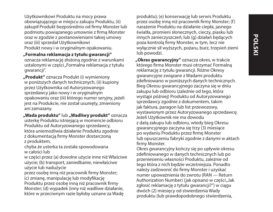 Polski | Monster iSport Bluetooth Wireless In Ear Sport Headphones User Manual | Page 227 / 232