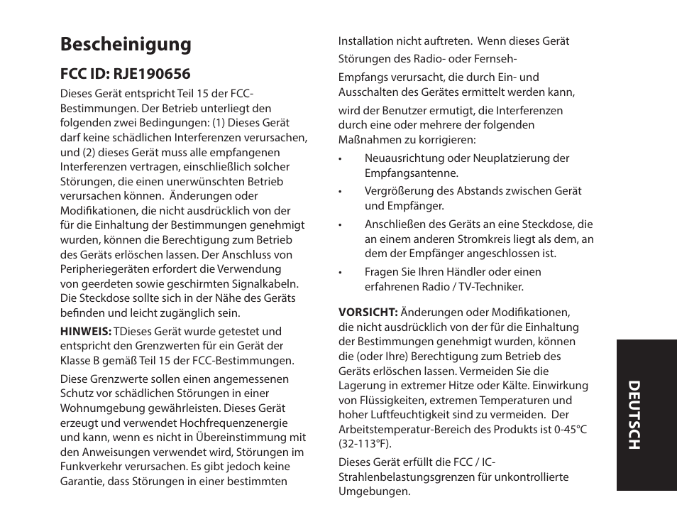 Bescheinigung | Monster iSport Bluetooth Wireless In Ear Sport Headphones User Manual | Page 37 / 232