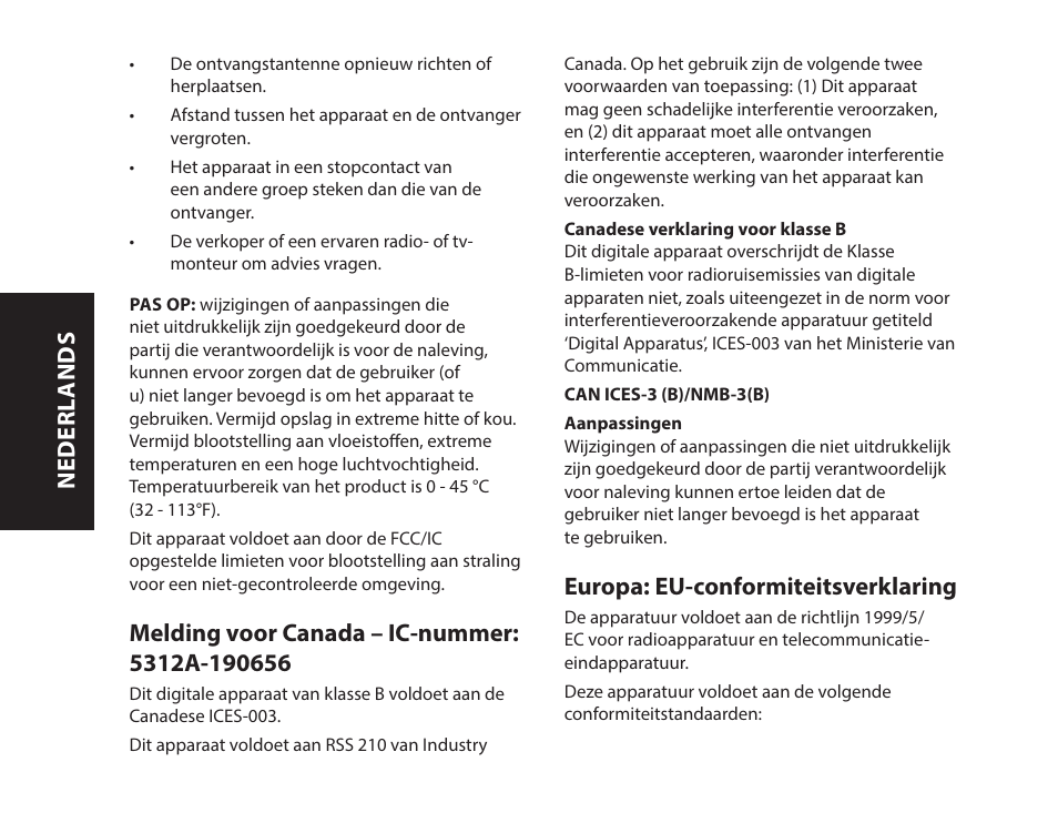 Europa: eu-conformiteitsverklaring, Nederl ands | Monster iSport Bluetooth Wireless In Ear Sport Headphones User Manual | Page 66 / 232