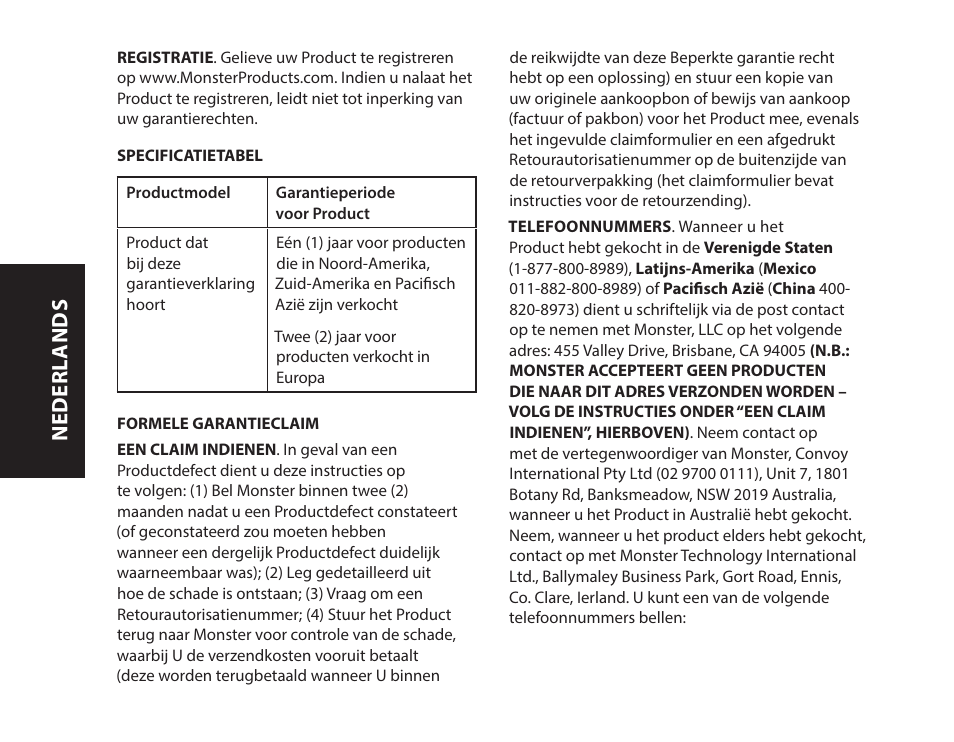 Nederl ands | Monster iSport Bluetooth Wireless In Ear Sport Headphones User Manual | Page 70 / 232