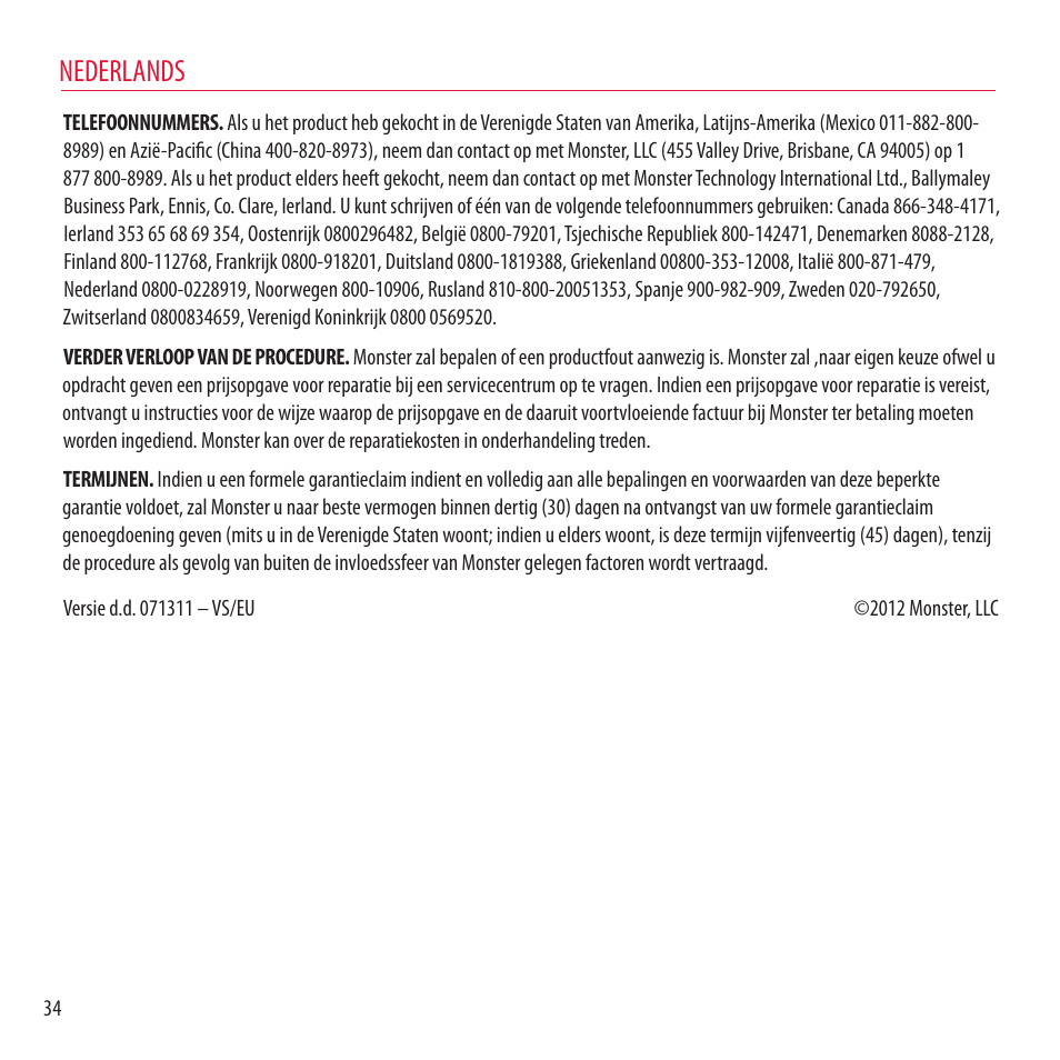 Nederlands | Monster NCredible NTune User Manual | Page 34 / 114