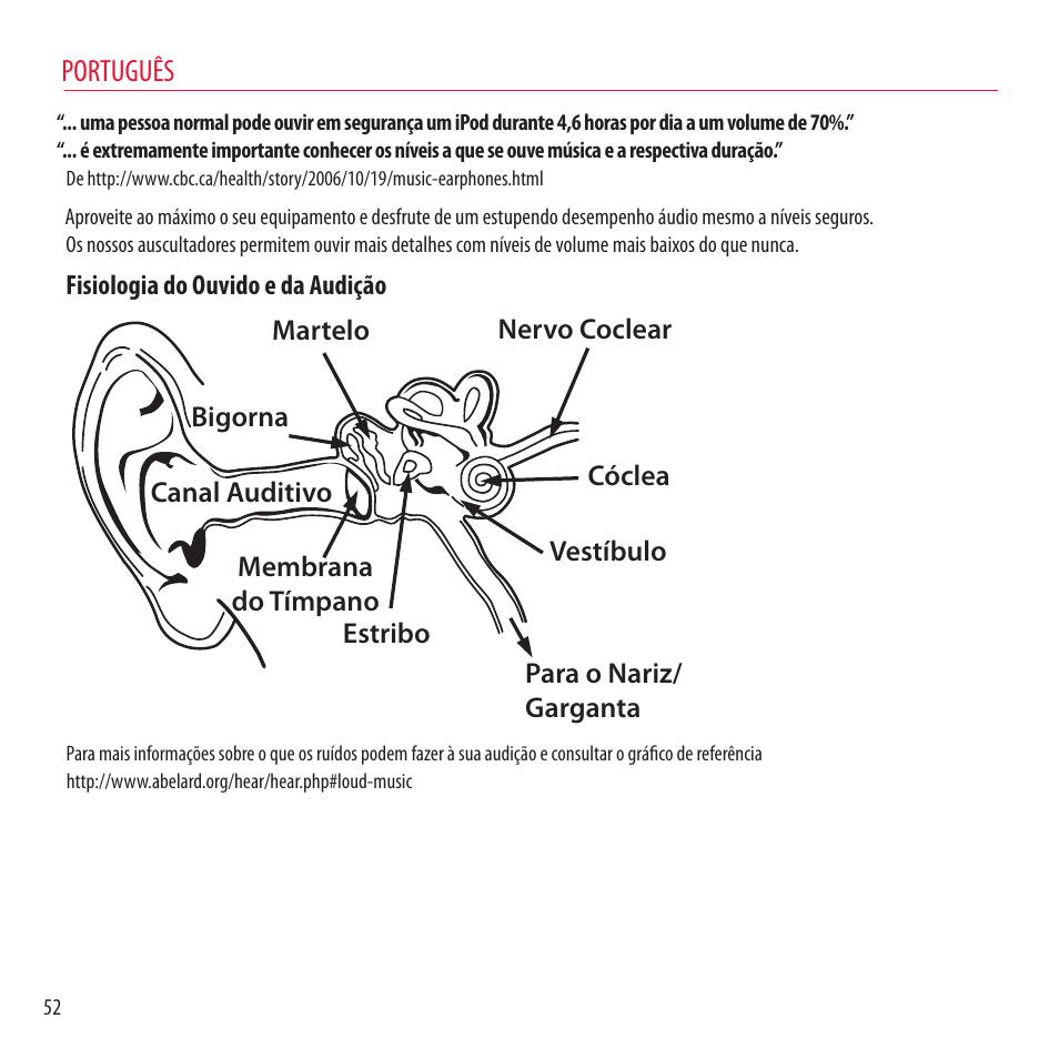 Português | Monster NCredible NTune User Manual | Page 52 / 114