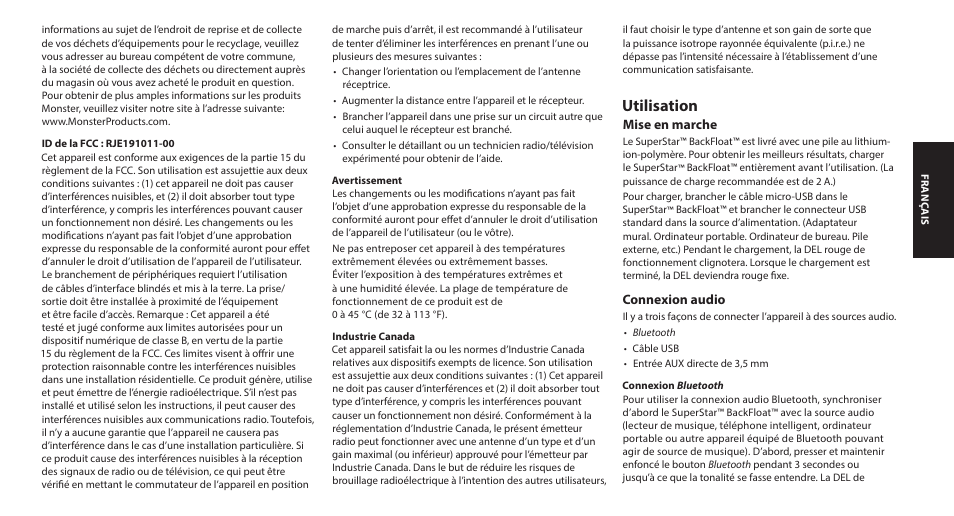 Utilisation | Monster SuperStar BackFloat Waterproof Bluetooth Speaker User Manual | Page 9 / 56