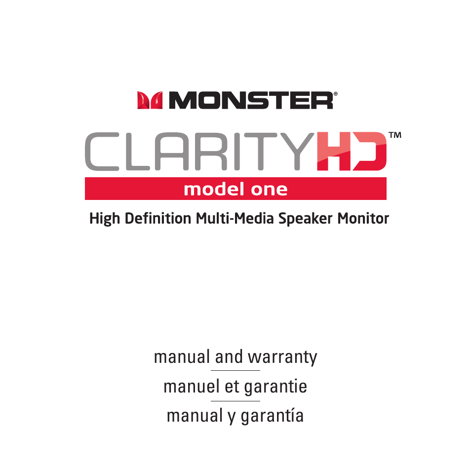 Monster Clarity HD Model One High Definition Multi-Media Speaker Monitor Gloss Finish User Manual | 84 pages