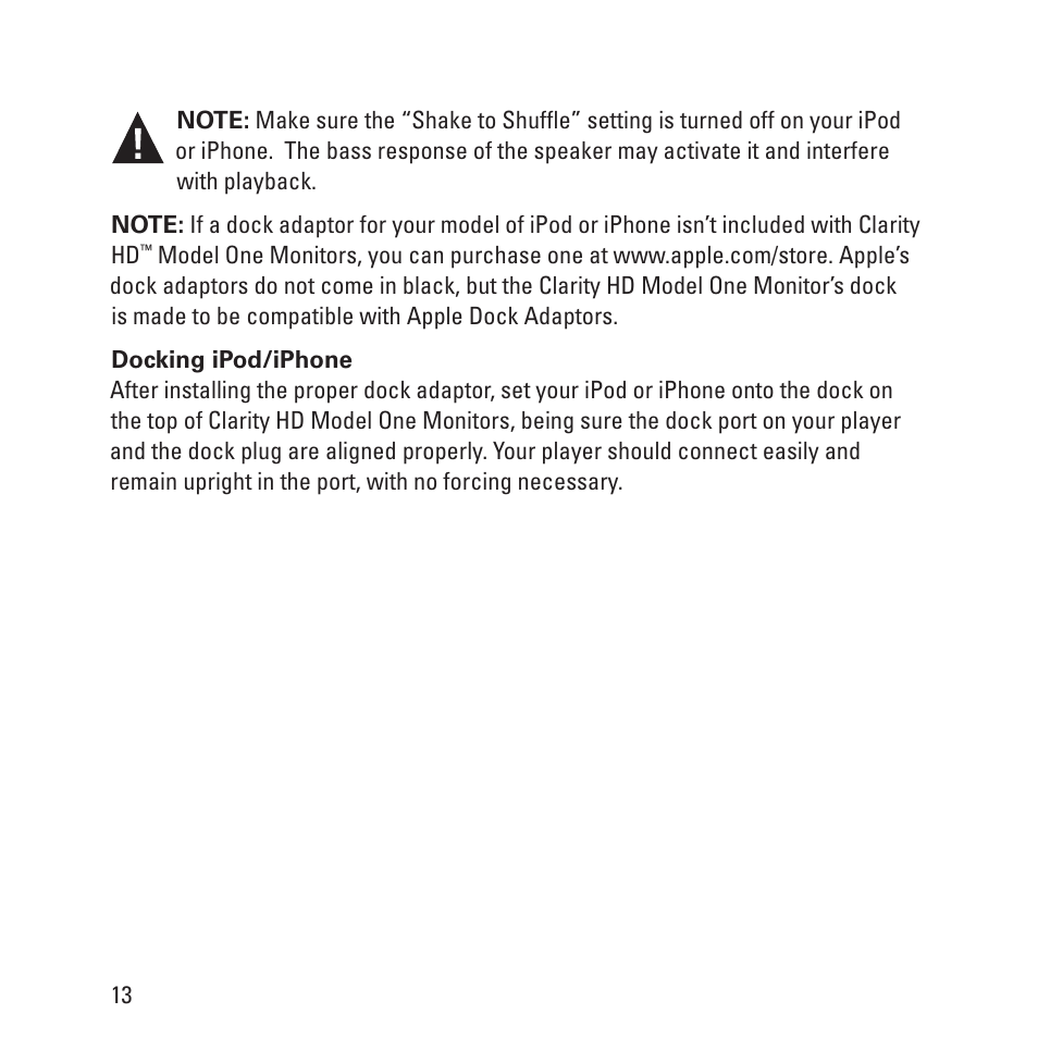 Monster Clarity HD Model One High Definition Multi-Media Speaker Monitor Gloss Finish User Manual | Page 14 / 84