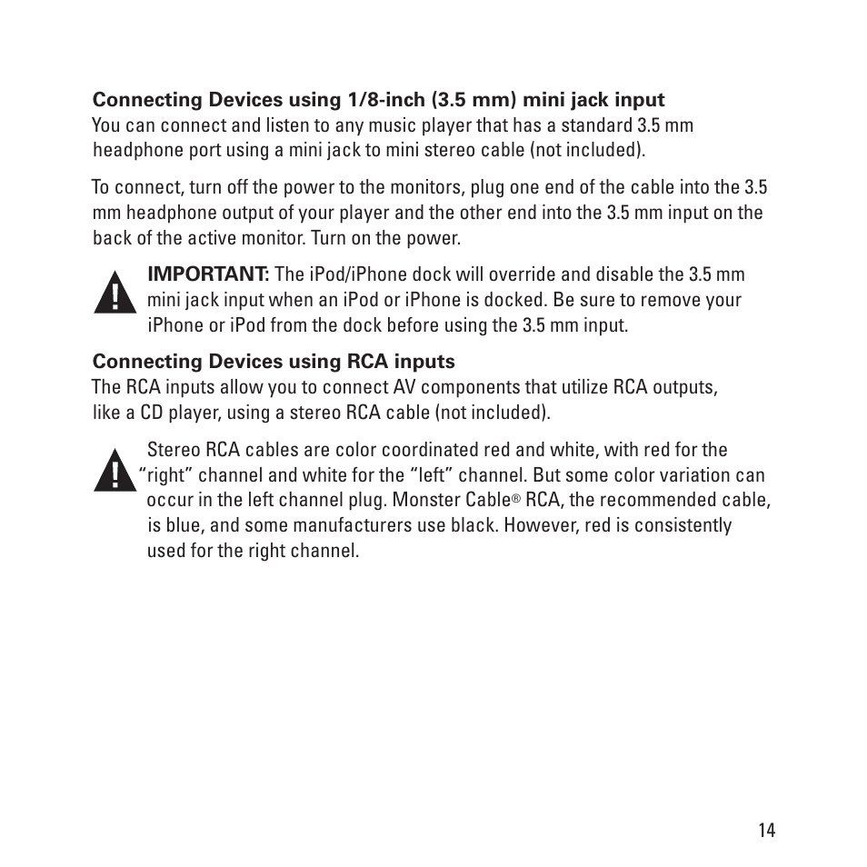 Monster Clarity HD Model One High Definition Multi-Media Speaker Monitor Gloss Finish User Manual | Page 15 / 84