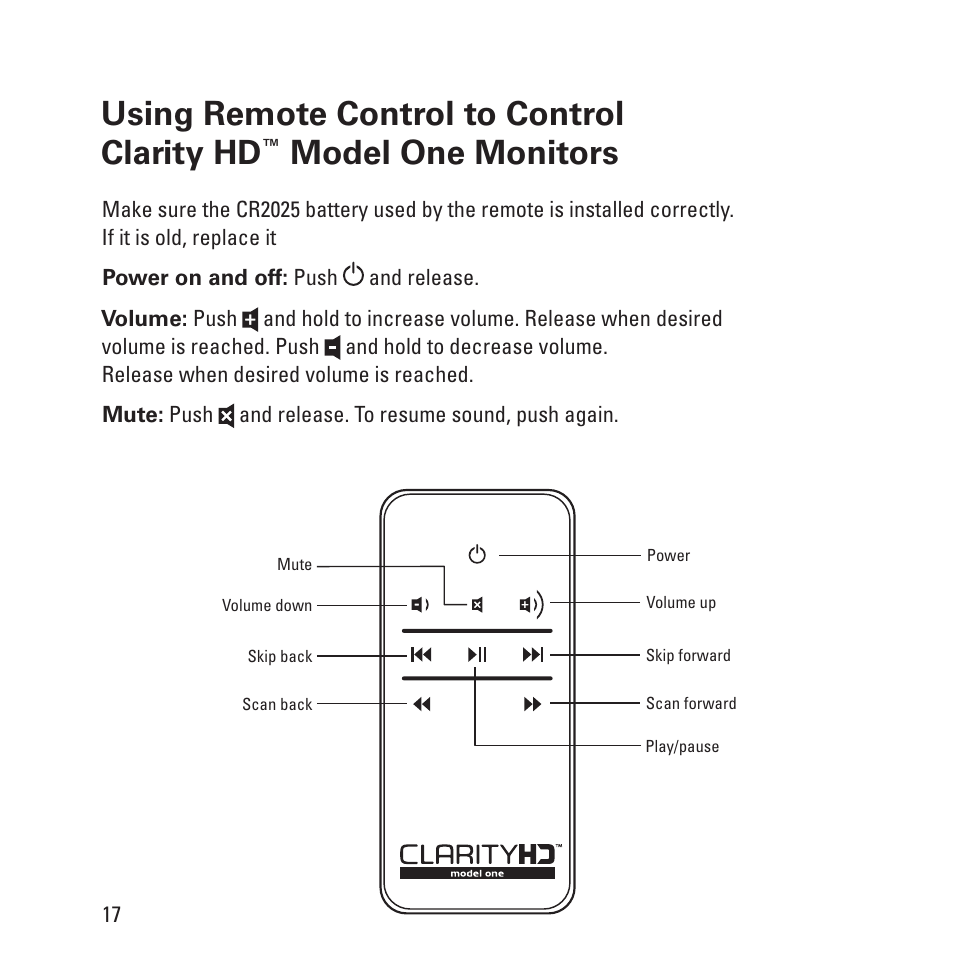 Using remote control to control clarity hd, Model one monitors | Monster Clarity HD Model One High Definition Multi-Media Speaker Monitor Gloss Finish User Manual | Page 18 / 84