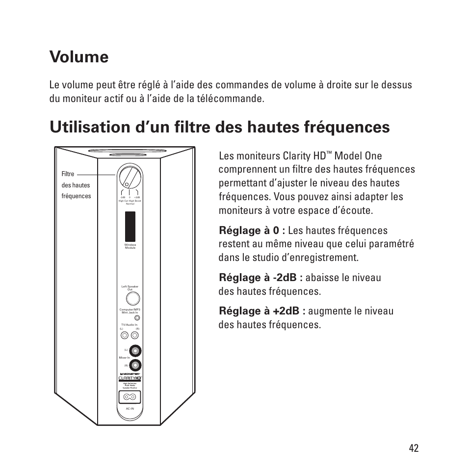 Les moniteurs clarity hd | Monster Clarity HD Model One High Definition Multi-Media Speaker Monitor Gloss Finish User Manual | Page 43 / 84
