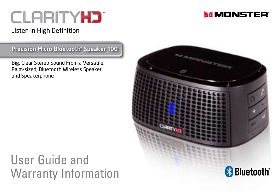 Monster ClarityHD Precision Micro Bluetooth Speaker 100 User Manual | 13 pages