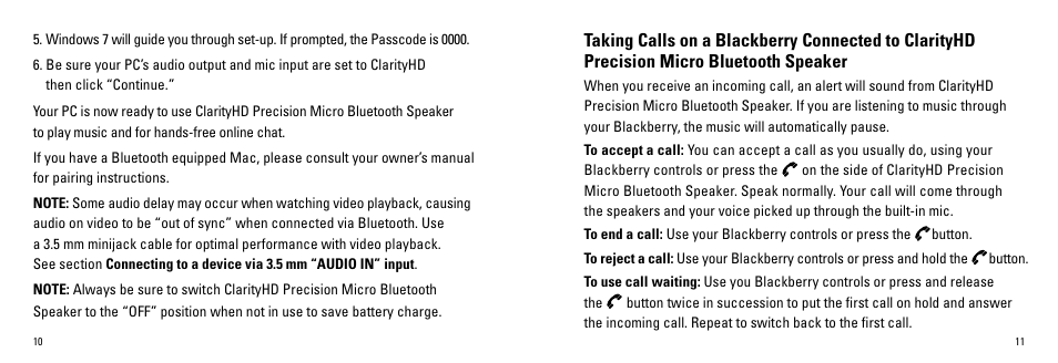 Monster ClarityHD Precision Micro Bluetooth Speaker 100 User Manual | Page 7 / 13