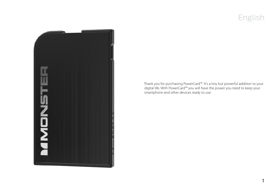 English | Monster Ultrathin PowerCard Portable Battery User Manual | Page 2 / 10