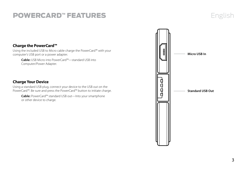 English, Powercard, Features | Monster Ultrathin PowerCard Portable Battery User Manual | Page 4 / 10