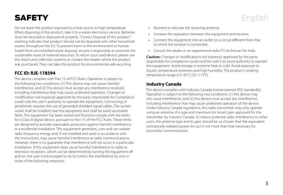 English safety | Monster Ultrathin PowerCard Portable Battery User Manual | Page 6 / 10