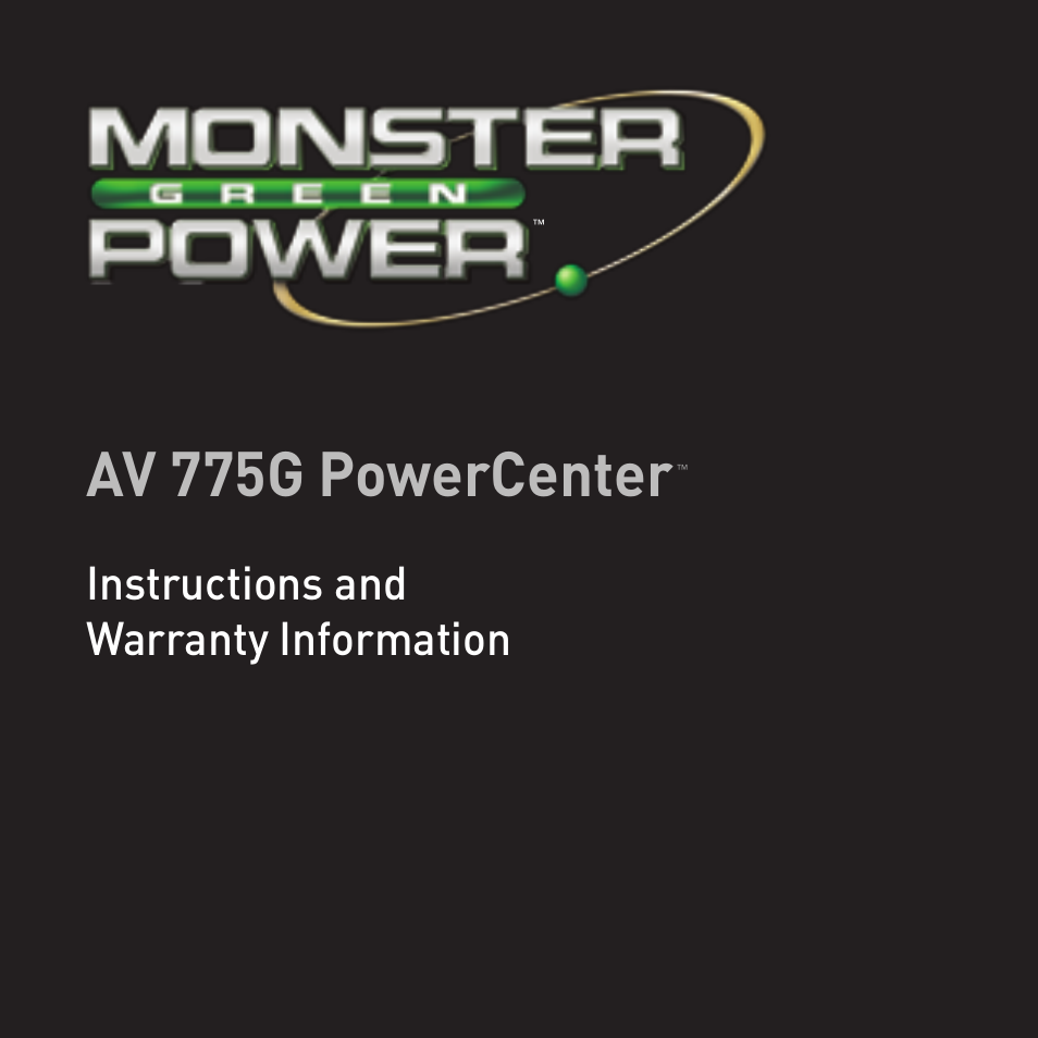 Monster AV 775G PowerCenter User Manual | 68 pages