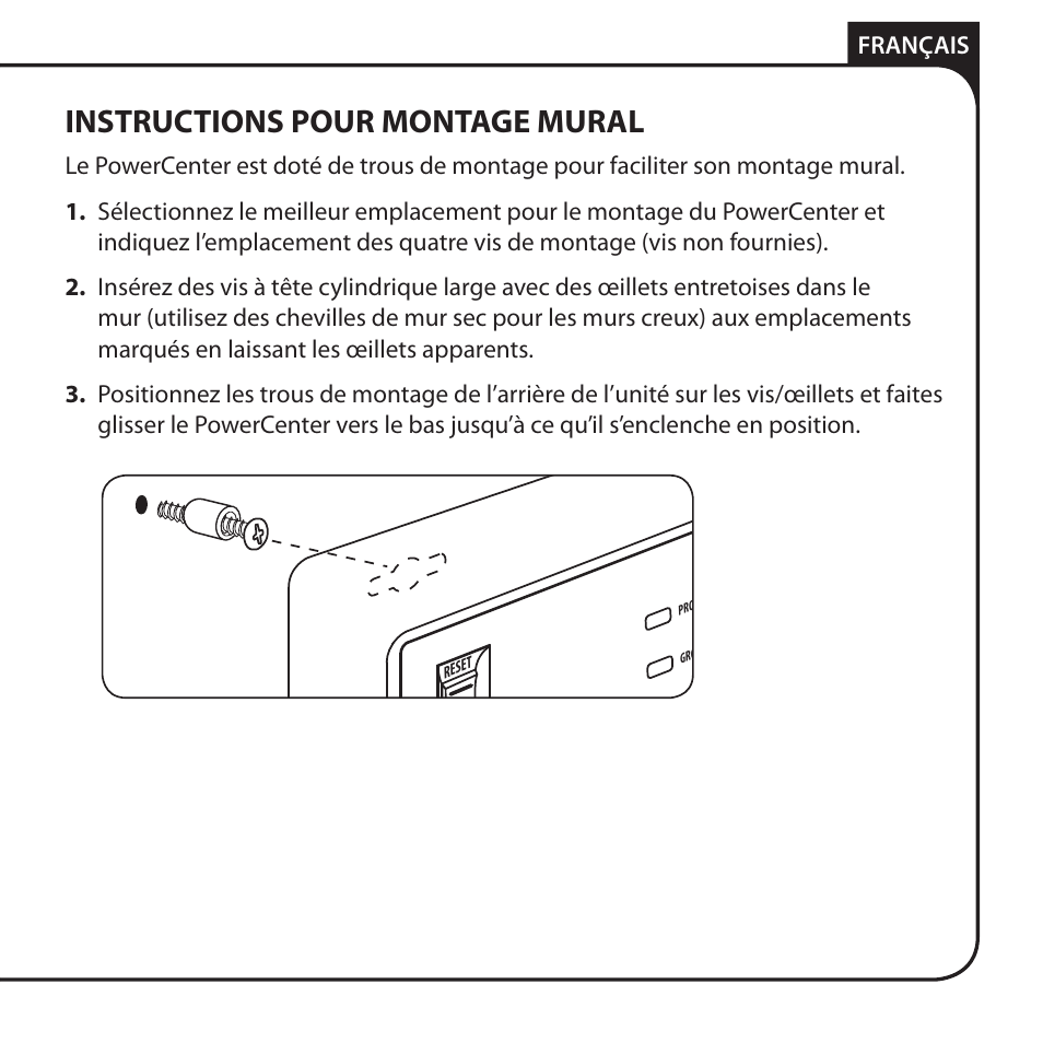 Instructions pour montage mural, Français | Monster AV 775G PowerCenter User Manual | Page 33 / 68