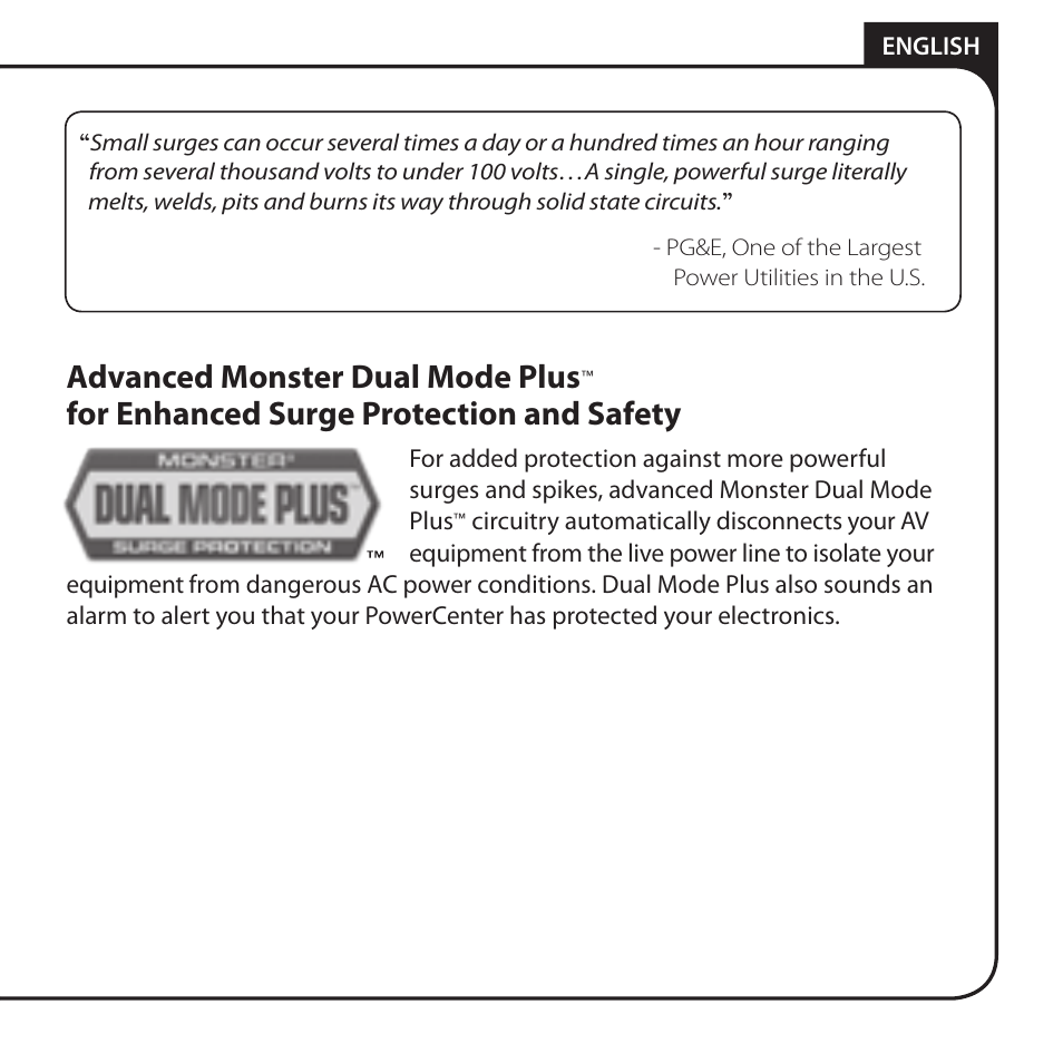 Advanced monster dual mode plus, For enhanced surge protection and safety | Monster AV 775G PowerCenter User Manual | Page 5 / 68