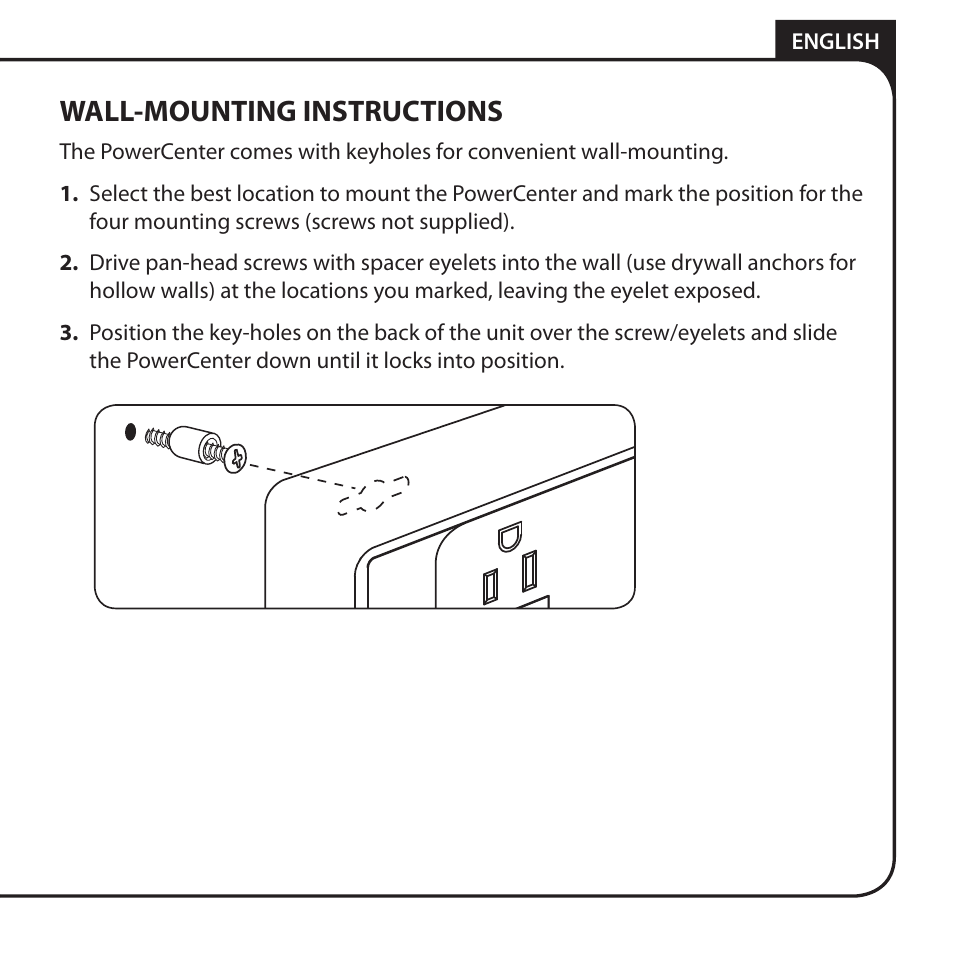 Wall-mounting instructions | Monster HT 800G PowerCenter User Manual | Page 13 / 76