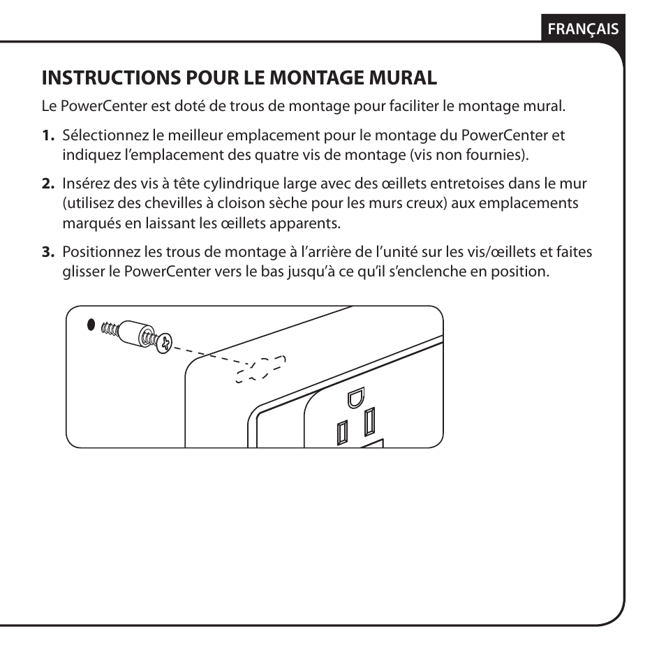 Instructions pour le montage mural | Monster HT 800G PowerCenter User Manual | Page 37 / 76