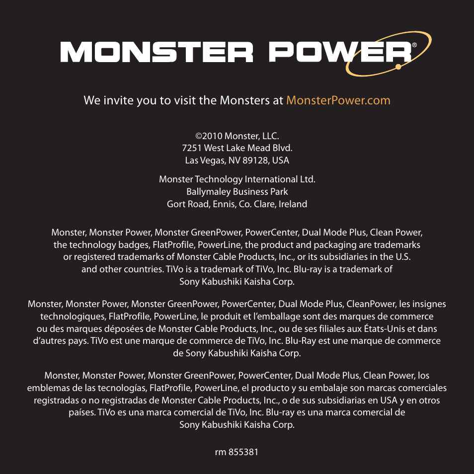 Monster HT 800G PowerCenter User Manual | Page 76 / 76