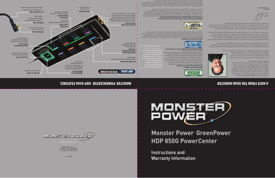 Monster HDP 850G User Manual | 2 pages