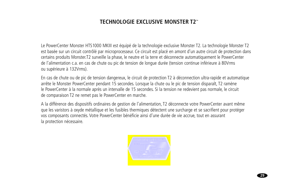 Technologie exclusive monster t2 | Monster HTS1000MKIII User Manual | Page 35 / 79