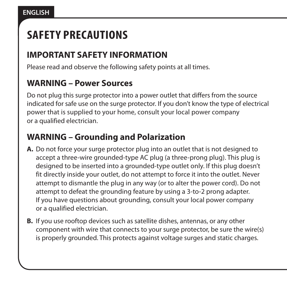 Safety precautions | Monster JP 800G User Manual | Page 10 / 62