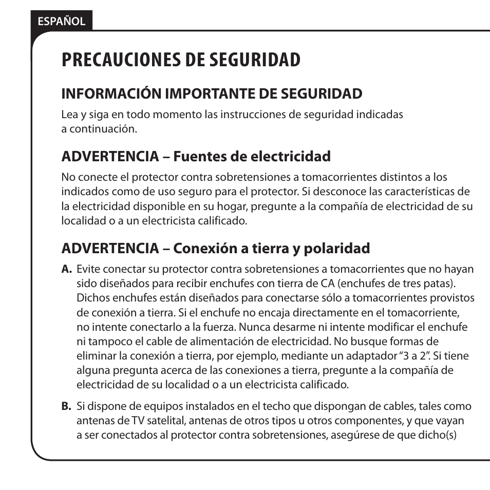 Precauciones de seguridad | Monster JP 800G User Manual | Page 50 / 62