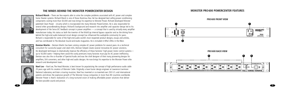 The minds behind the monster powercenter design, Monster pro 600 powercenter features | Monster PRO 600 User Manual | Page 6 / 35