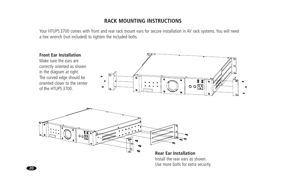 Rack mounting instructions | Monster HTUPS 3700 User Manual | Page 28 / 62