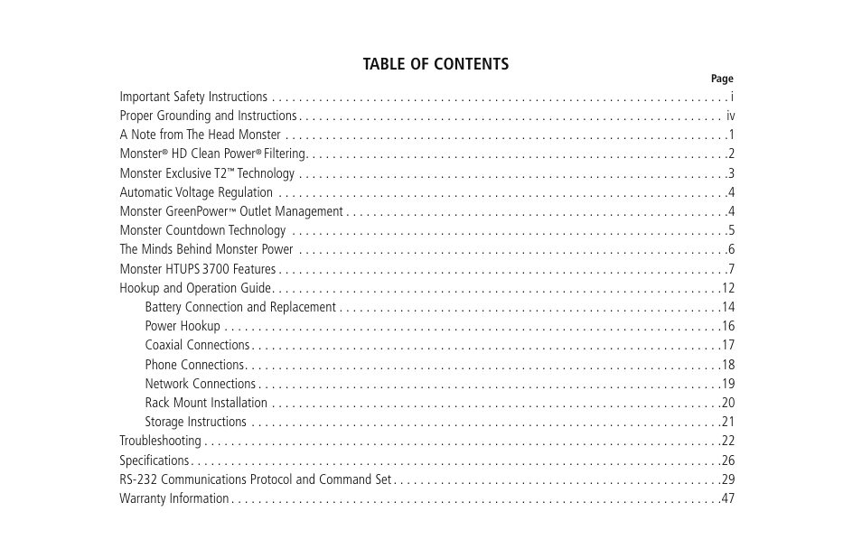 Monster HTUPS 3700 User Manual | Page 3 / 62