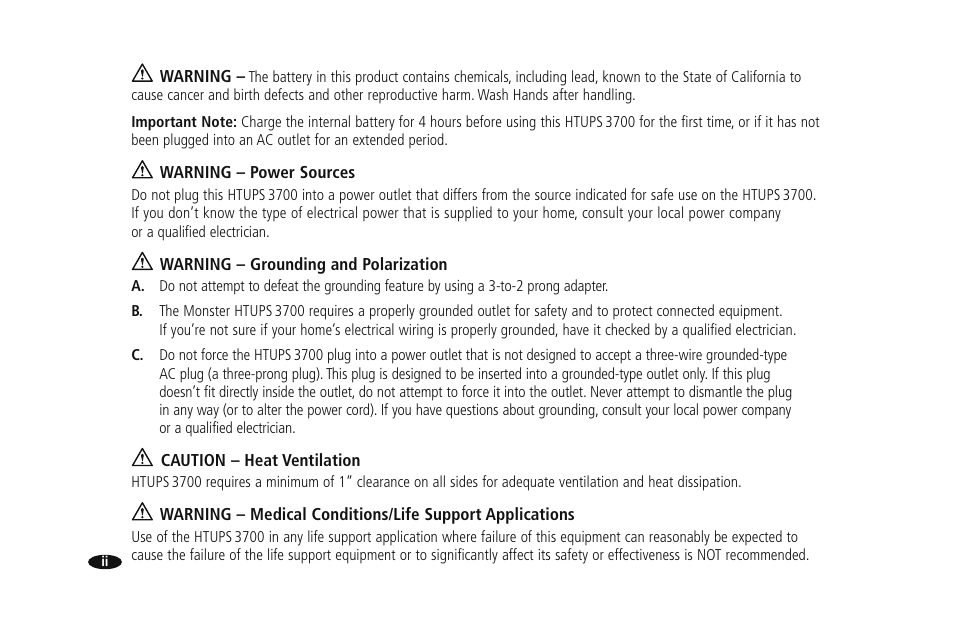 Monster HTUPS 3700 User Manual | Page 6 / 62