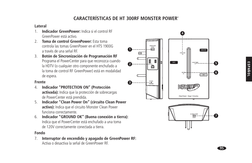 Características de ht 300rf monster power | Monster HTS 1900G User Manual | Page 103 / 120