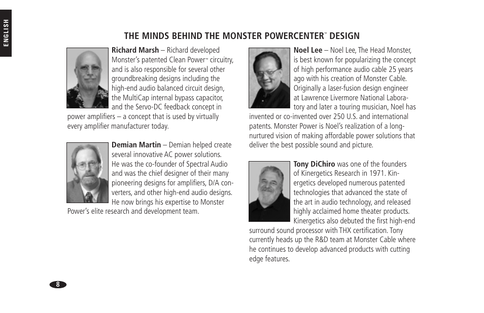 The minds behind the monster powercenter, Design | Monster HTS 1900G User Manual | Page 16 / 120