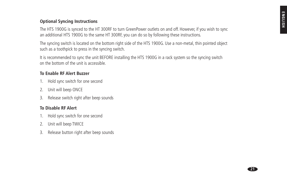 Monster HTS 1900G User Manual | Page 29 / 120