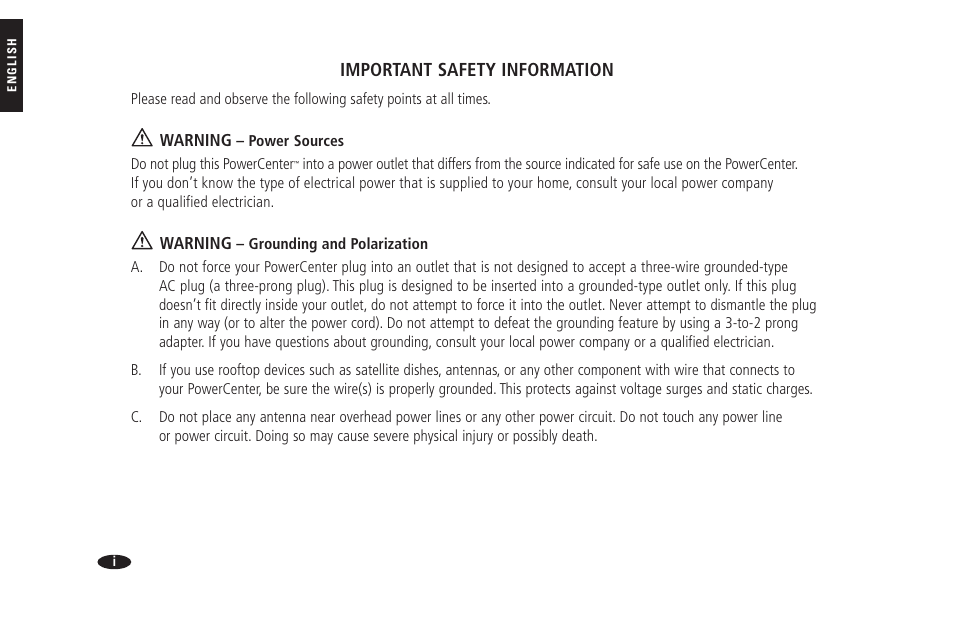 Important safety information | Monster HTS 1900G User Manual | Page 4 / 120