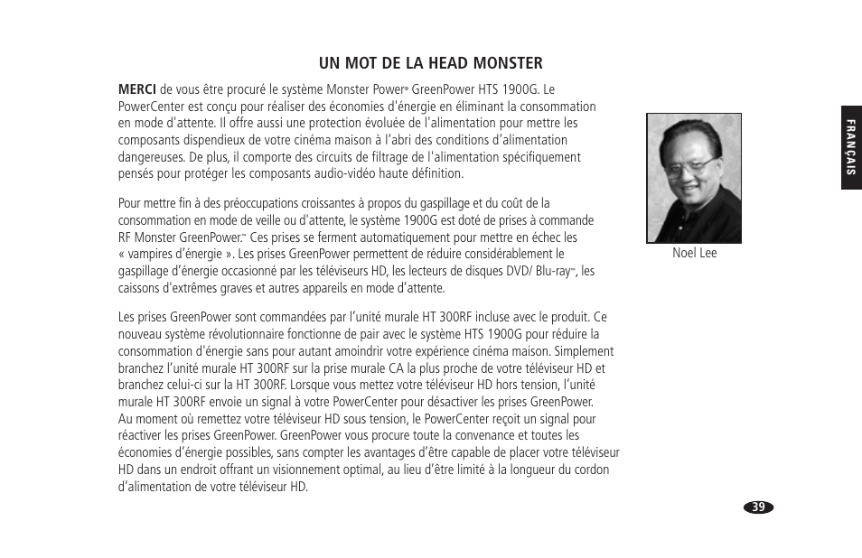 Un mot de la head monster | Monster HTS 1900G User Manual | Page 47 / 120