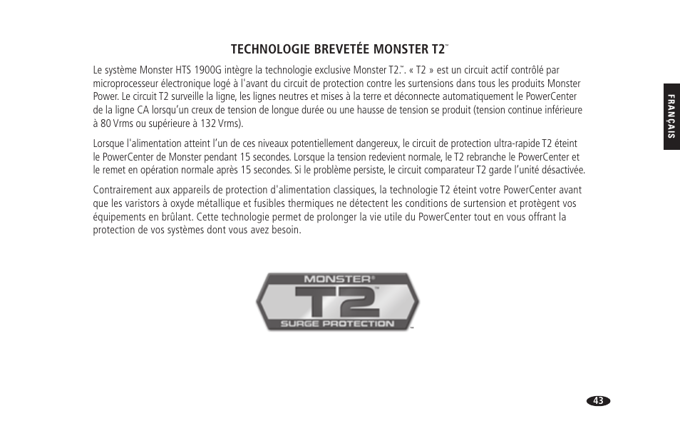 Technologie brevetée monster t2 | Monster HTS 1900G User Manual | Page 51 / 120