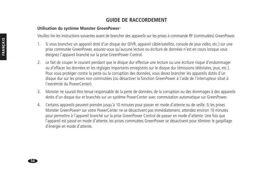 Guide de raccordement | Monster HTS 1900G User Manual | Page 62 / 120