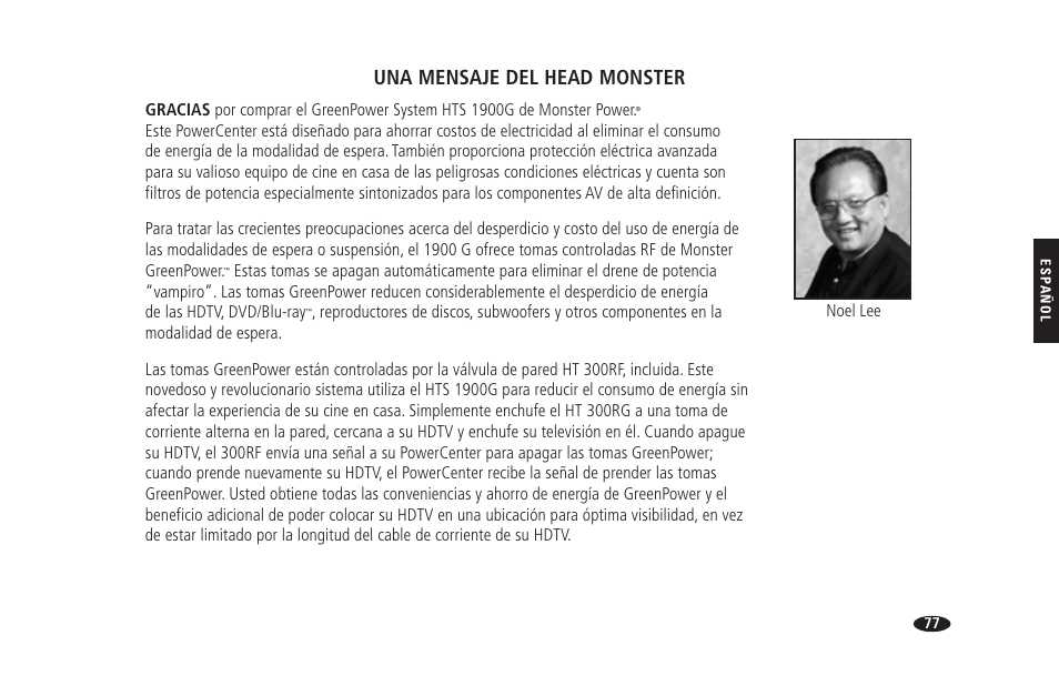 Una mensaje del head monster | Monster HTS 1900G User Manual | Page 85 / 120