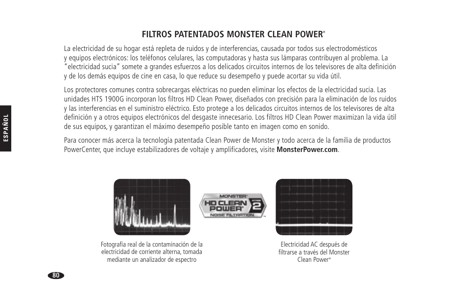 Filtros patentados monster clean power | Monster HTS 1900G User Manual | Page 88 / 120