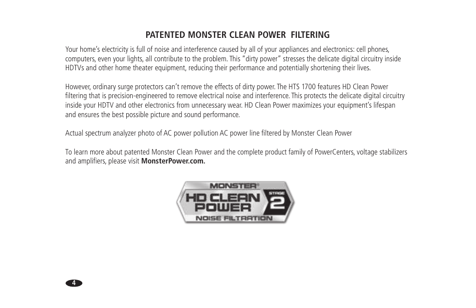 Patented monster clean power, Filtering | Monster HTS 1700 User Manual | Page 10 / 100