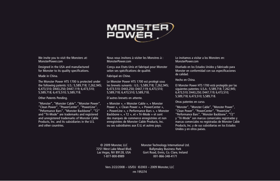 Monster HTS 1700 User Manual | Page 100 / 100