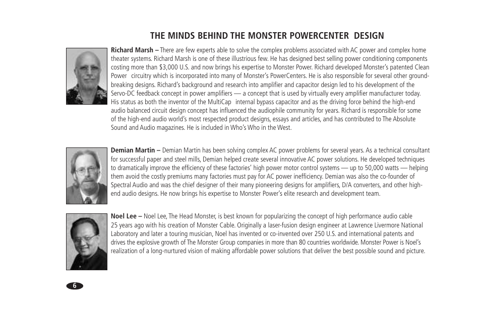 The minds behind the monster powercenter, Design | Monster HTS 1700 User Manual | Page 12 / 100